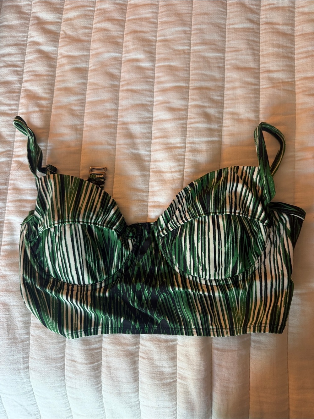 Green Striped Underwire Bikini Top